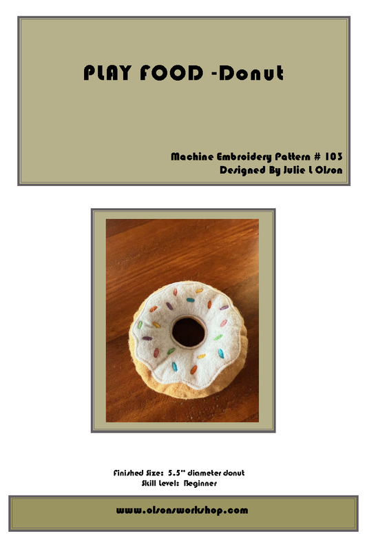 Play Food -Donut Machine Embroidery Pattern