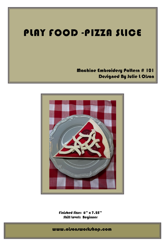 Play Food -Pizza Slice Machine Embroidery Pattern
